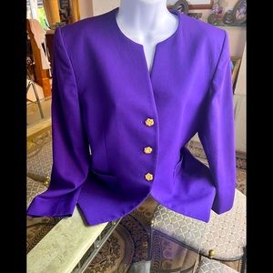 Saville Petites 100% Wool Button Down Jacket Suit Size 8